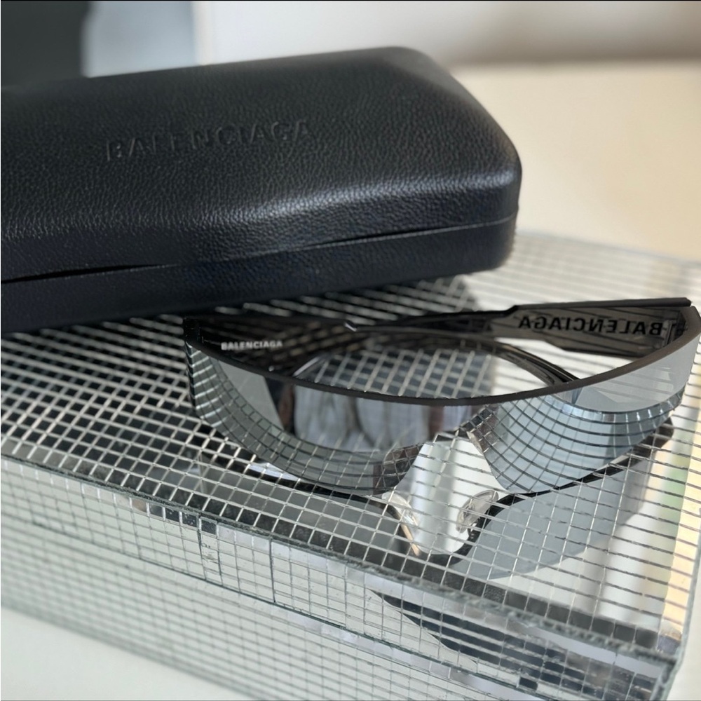Balenciaga Mono Rectangle Sunglasses in Silver